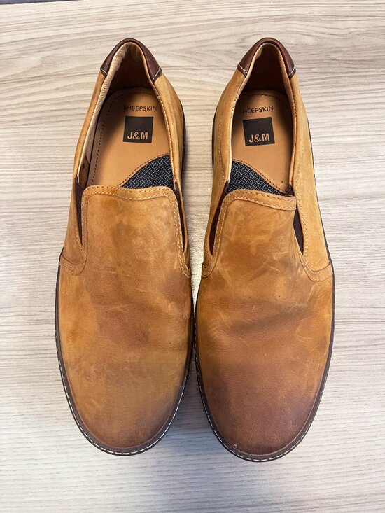 Johnston & Murphy Men\'s Tan Nubuck Leather Slip-On Shoes Sheepskin Size 11.5M main image 4